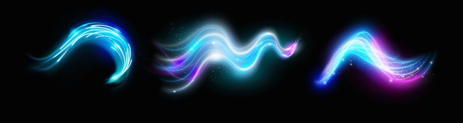 Wave lights colored lines and curves vector image