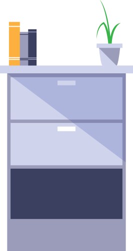 Wooden drawer with books and plant vector image