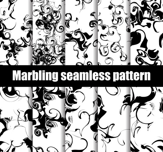 Marbling seamless pattern set marbled paper vector image