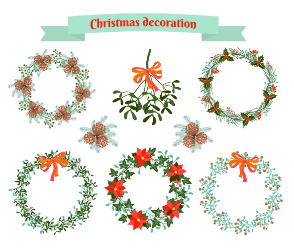 Christmas decoration set of elements vector image