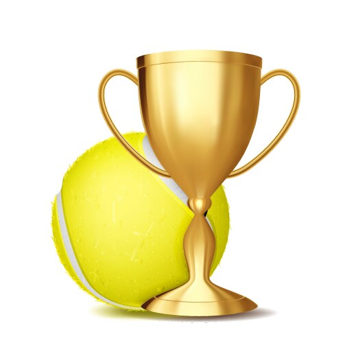 Tennis award ball golden cup vector image