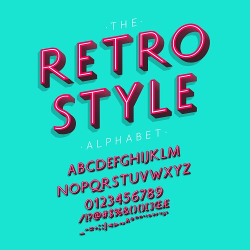 Retro style font and alphabet with numbers vector image