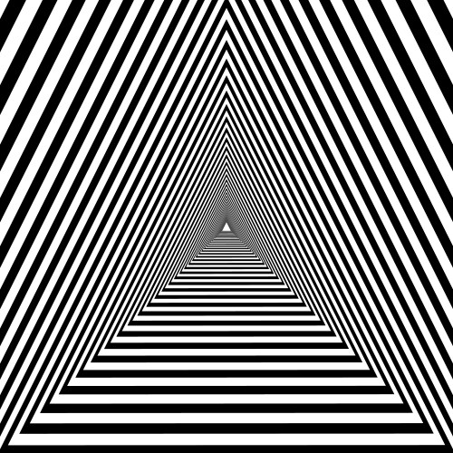 Triangular tunnel black and white geometric vector image