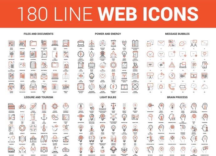 Flat line web icons vector image