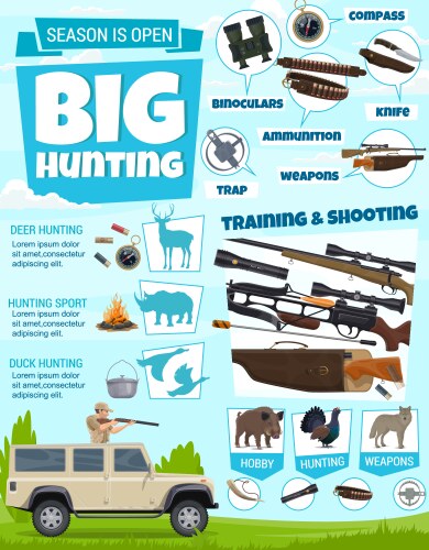 hunter ammunition bird and animal hunting vector image