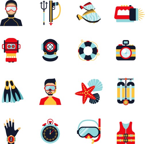 Diving icons set vector image