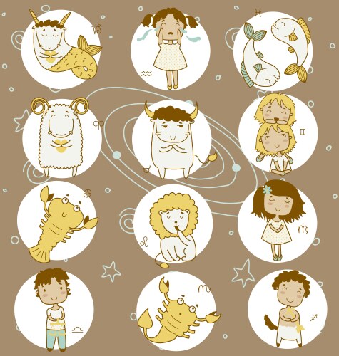 Zodiac icon set vector image