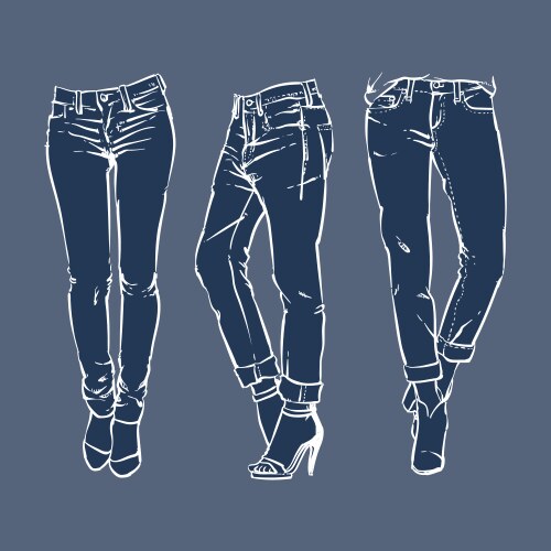 Hand drawn fashion design mens jeans vector image