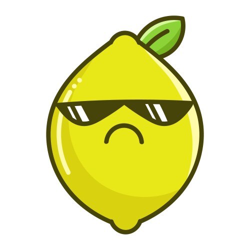 Kawaii bad sunglasses lemon fruit cartoon vector image