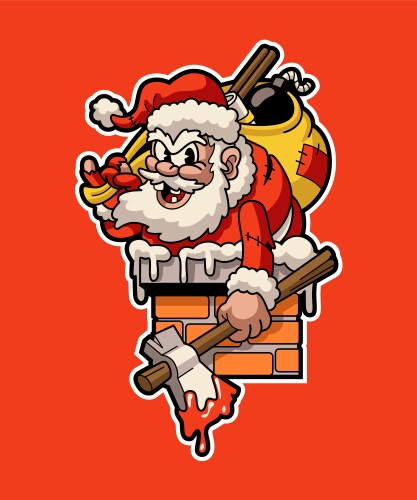 Bad santa coming down vector image