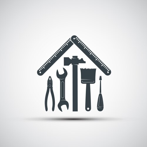 Logo building hand tools like a house vector image