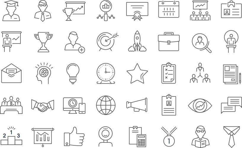 Set flat line icons business training vector image