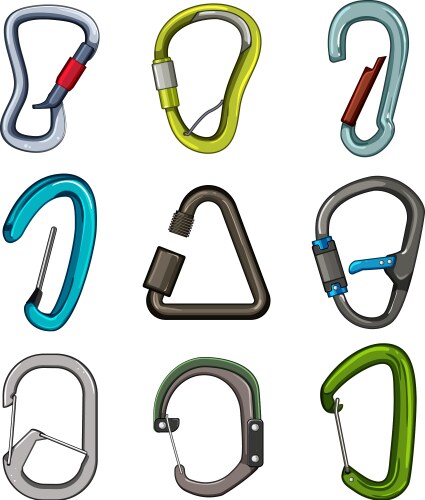 carabiner clip set cartoon vector image