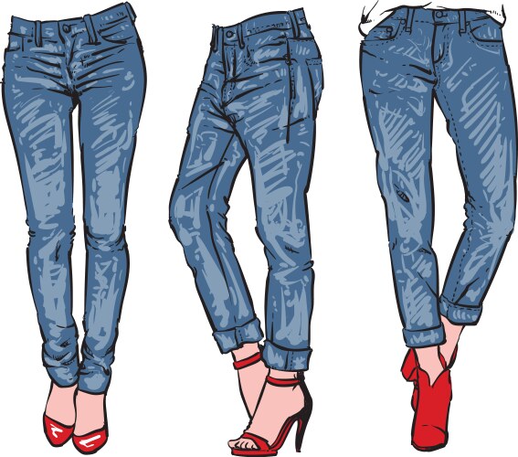 Denim set hand drawn fashion clip art vector image