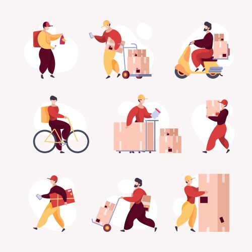 Deliver workers delivery services warehouse guy vector image