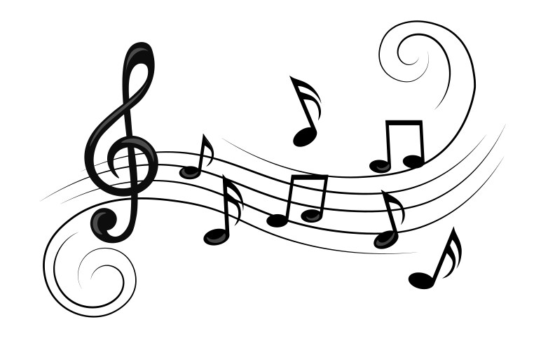 Music notes with curves and swirls vector image