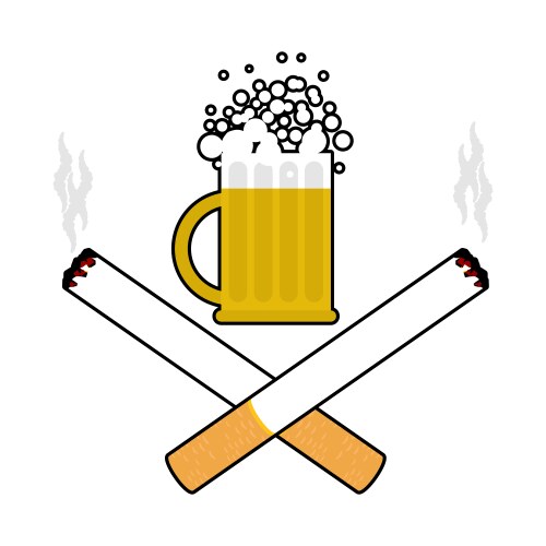 beer and cigarettes alcohol smoking sign logo vector image