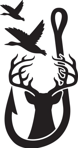 duck deer and hook hunting design gone fishing vector image