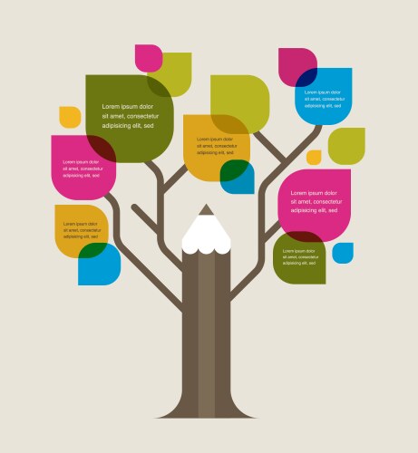 colorful education tree with pencil and text space vector image