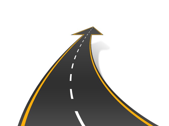 Motivational road concept upward arrows mark path vector image