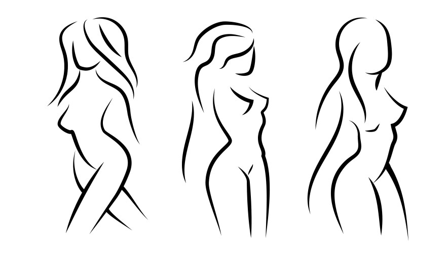 Silhouettes of woman body in hair style vector image