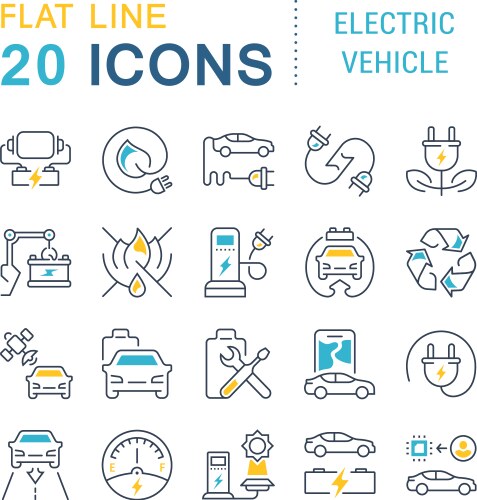 Set line icons electric vehicle vector image