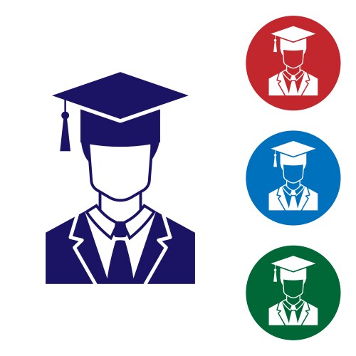 Blue male graduate student profile with gown vector image