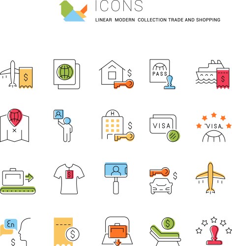 Set line icons trade and shopping vector image