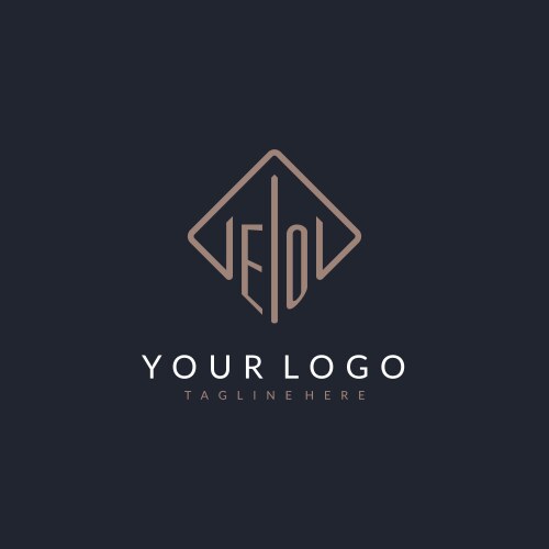 Eo initial logo with curved rectangle style design vector image