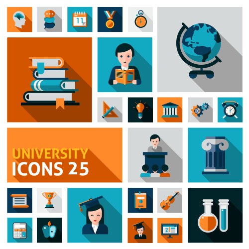 university icons set vector image