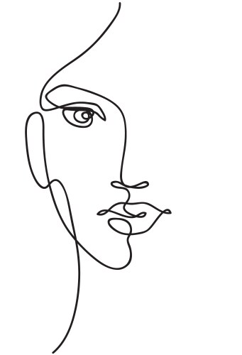 beautyfull girl face line drawing vector image