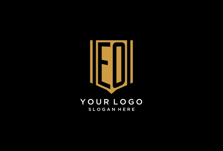 Eo monogram logo with geometric shield icon design vector image