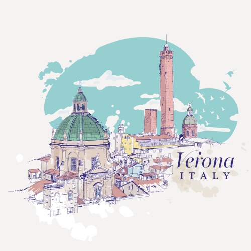 Freehand digital drawing of verona italy vector image