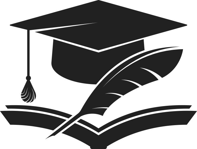 Academic cap ink pen and open textbook vector image