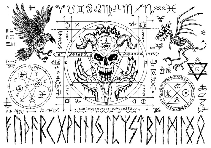 Ouija magic spiritual board design with evil face vector image