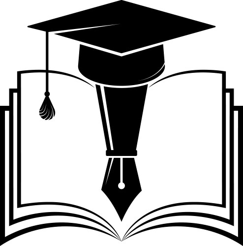 Academic cap ink pen and textbook symbol vector image