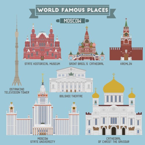 moscow famous places vector image