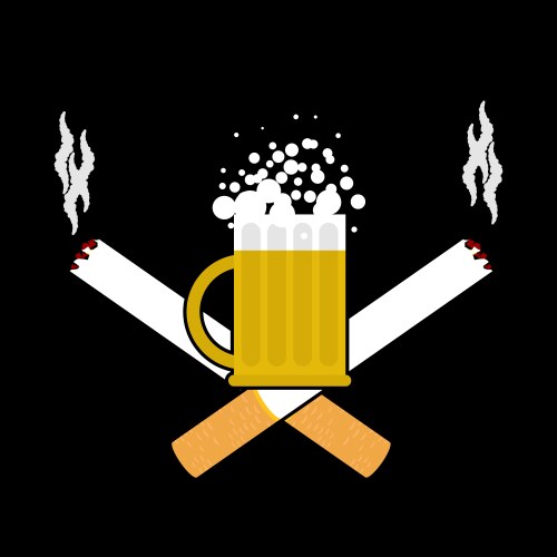 beer and cigarettes alcohol smoking sign logo vector image