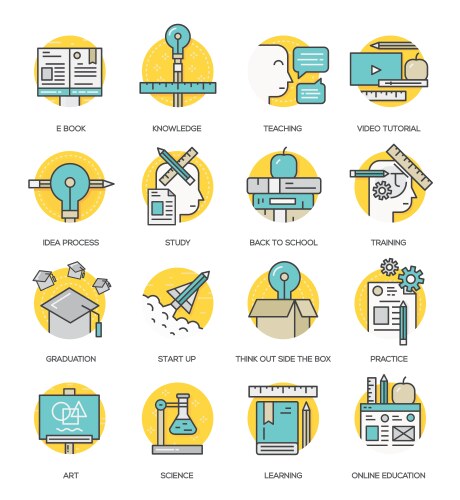 Modern flat line icon concept of education vector image