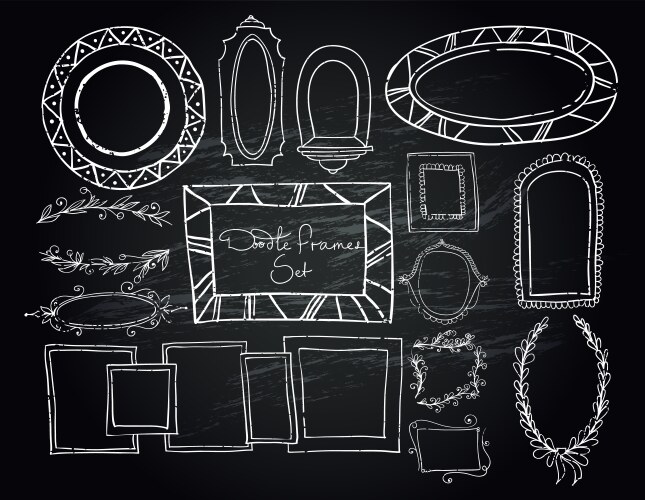 chalkboard doodle frames set vector image