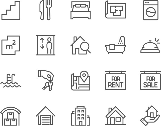 Line real estate icons vector image