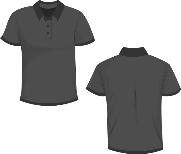 Black dark gray polo t-shirt template in front vector image