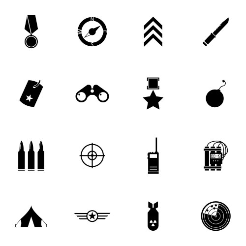 Black military icons set vector image