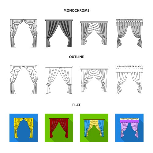 different types of window curtainscurtains set vector image