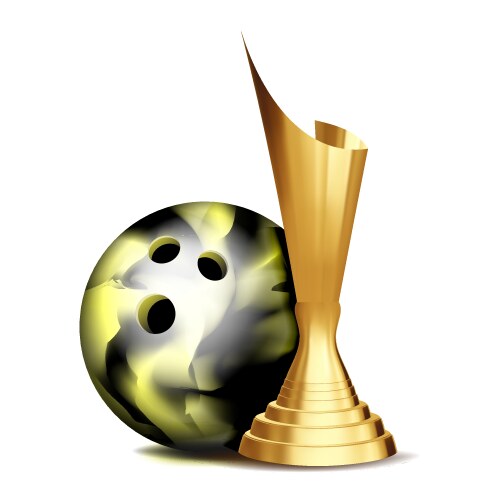 Bowling game award ball golden vector image