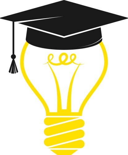 Silhouette academic cap and light bulb symbol vector image