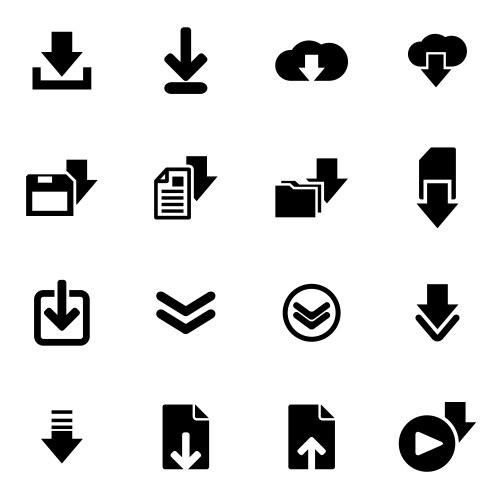 Black download icon set vector image