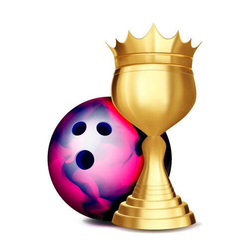 Bowling award ball golden cup vector image