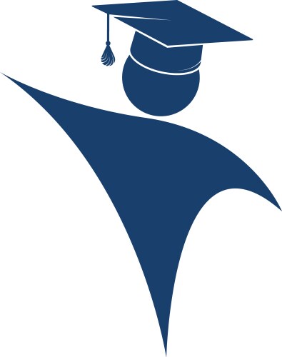 Silhouette of a student in gown and academic cap vector image