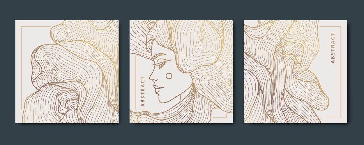 Set of line woman cards abstract vector image